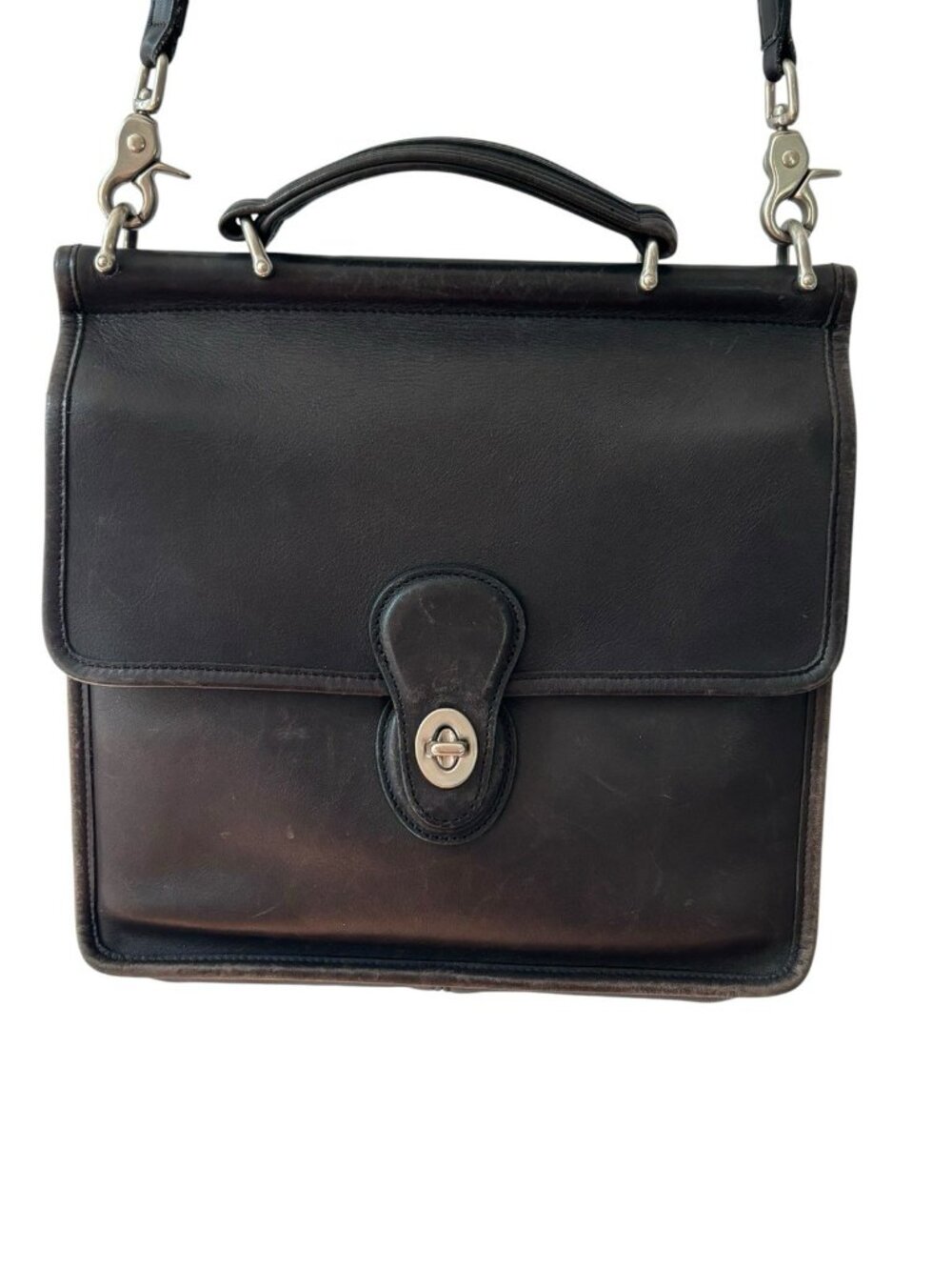 Coach Willis Bag 9927 Vtg Y2K Black Leather Crossbody Hand Strap Silver Hardware